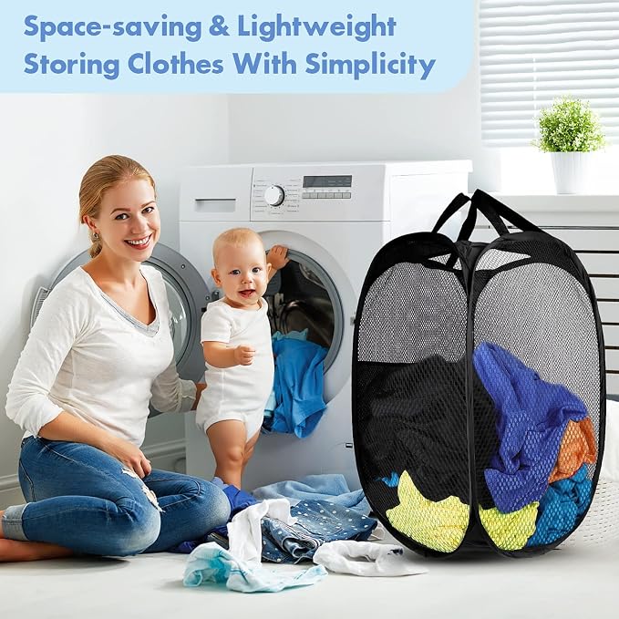 DUCOO Pop Up Hamper, Foldable Mesh Laundry Basket - Image 7