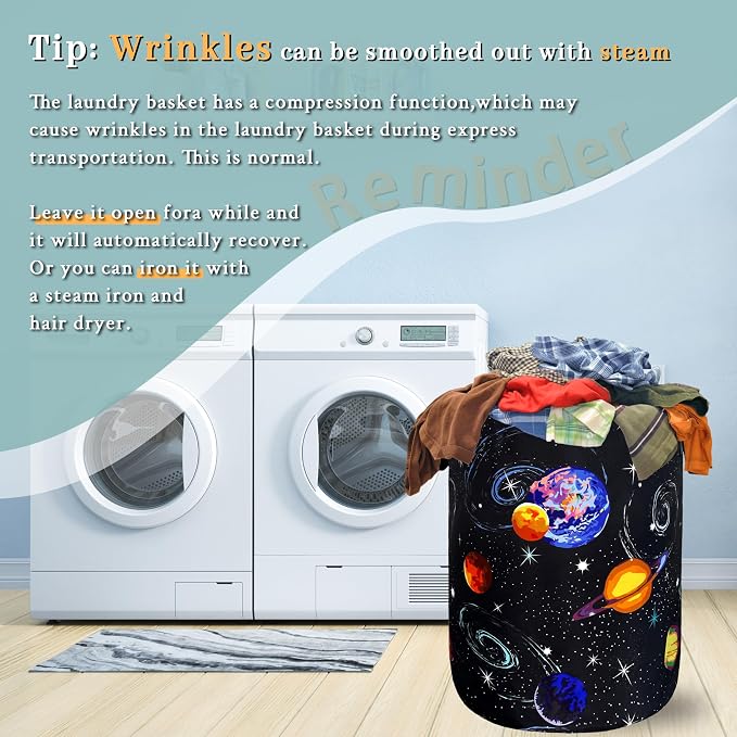 Colorful Starry Sky Planets Laundry Basket Galaxy Funny Laundry Hamper Foldable - Image 6
