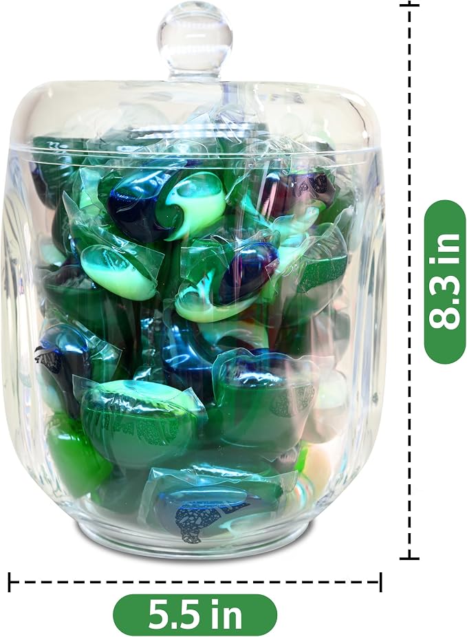 TidyFriend Clear Pod Container for Laundry Room, Glass Laundry Jar - Image 2