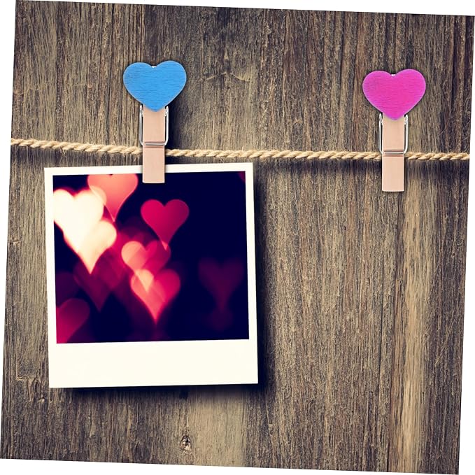 Cabilock 50pcs Mini Wooden Clothespins Heart Clips - Image 7