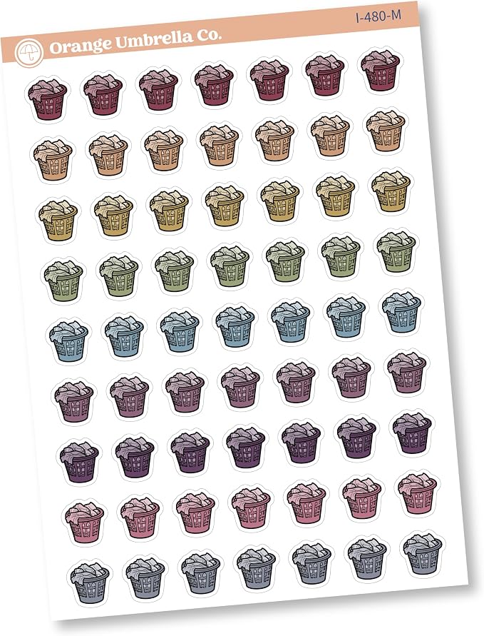 Hand Doodled Laundry Basket Icon Planner Stickers | Icon Chore Labels, Cleaning by Orange+Umbrella+Co
