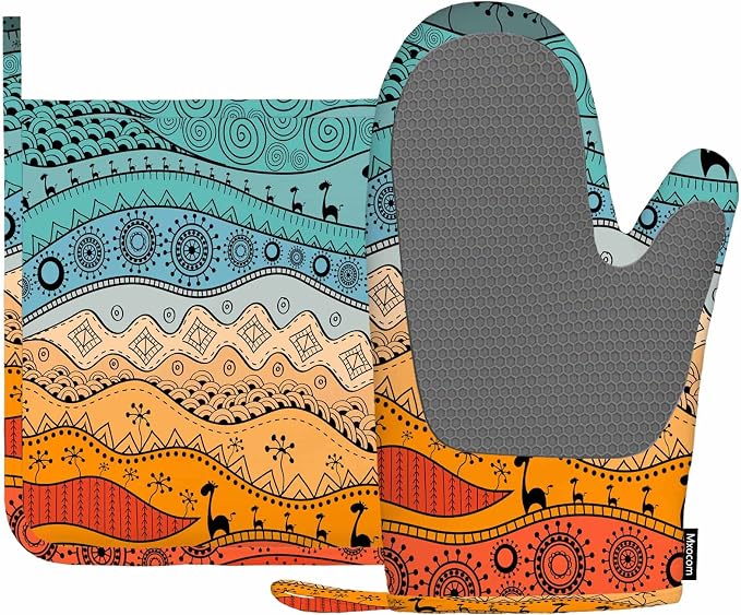 Mxocom African Tribal Background Heat-Resistant Oven Mitts and Pot Holder by Mxocom