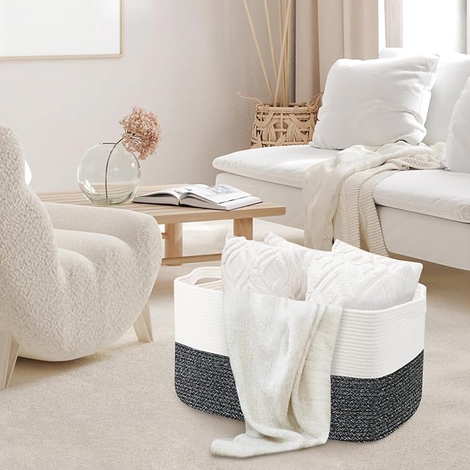 Extra Large Toy Box, Woven Cotton Rope Baskets - Image 4