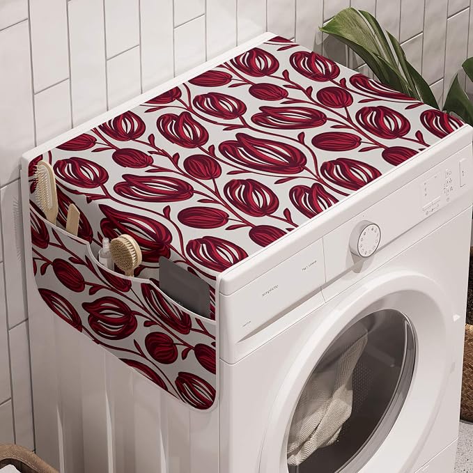 Lunarable Flower Washing Machine Organizer, Hand Drawn Creative Tulip by Lunarable