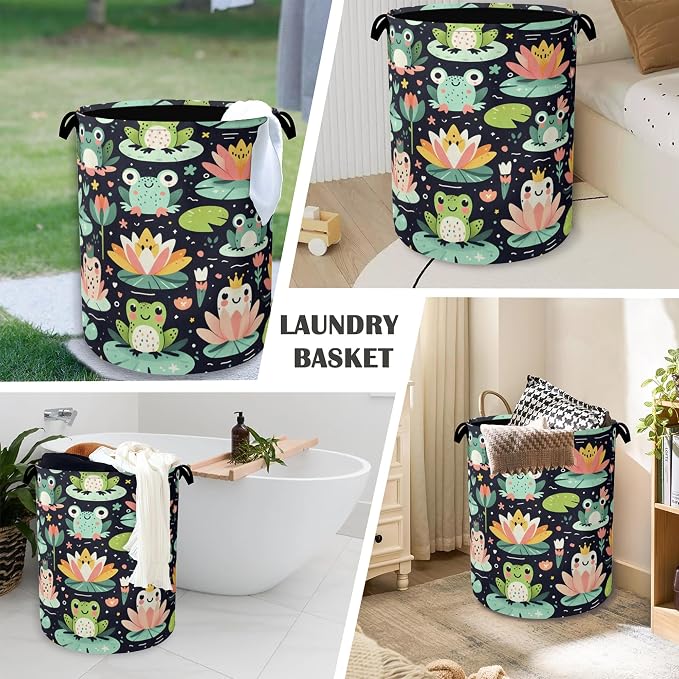 Funny Frog Laundry Basket, Foldable Oxford Cloth Tote Bag Laundry Hamper - Image 4
