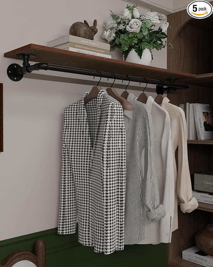 Clothes Rack 48in, Wall Mounted Garment Rack by INDUSTRIALSHELVESDESIGN