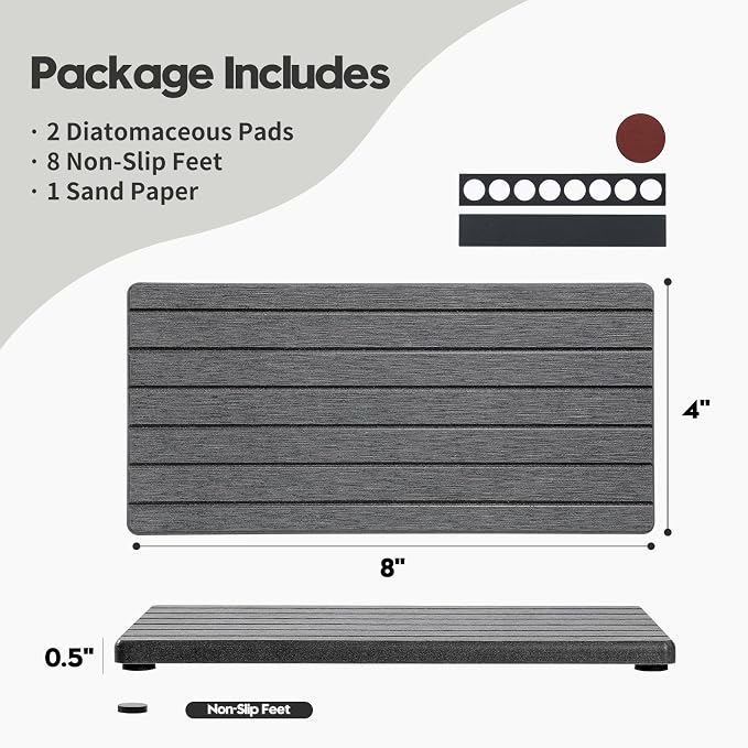 2PCS Diatomite Water Absorbing Stone Drying Tray Mat - Image 6
