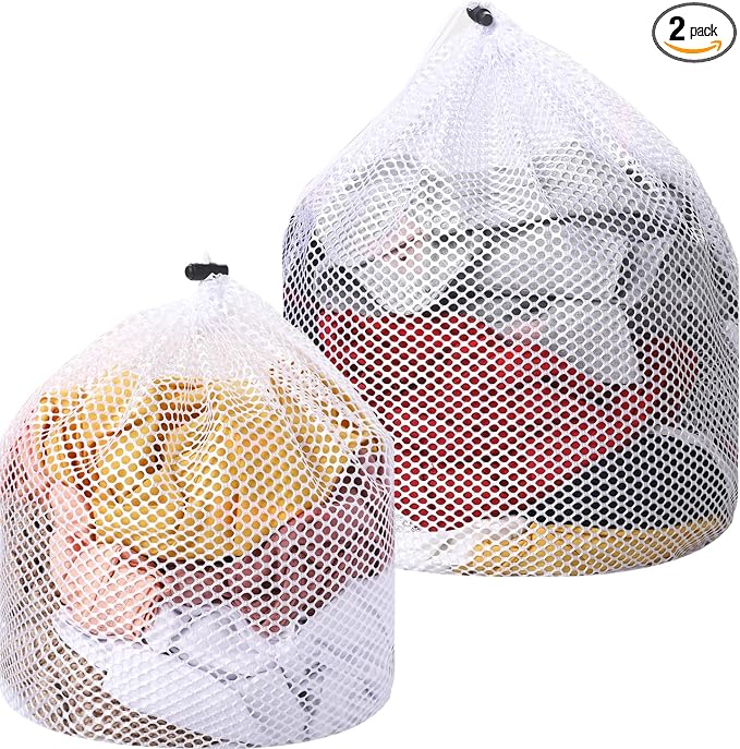 2 Packs Laundry Mesh Bags, Drawstring Net Laundry Bag by KALIONE