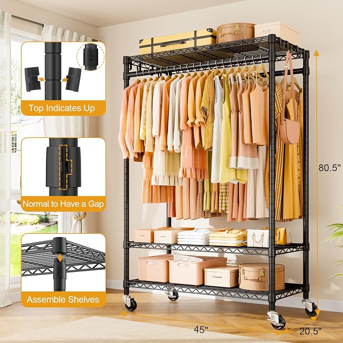 P7 Rolling Clothes Rack, Clothing Racks - Image 6