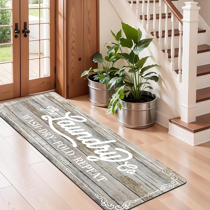 Pauwer Laundry Room Rug Runner 20"x60" Waterproof Rubber Laundry Mat Non Slip - Image 6