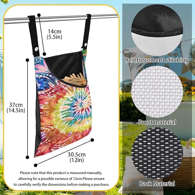 Rainbow Tie Dye Clothes Pin Hanging Bag Clothesline Peg Organizer Storage Bags - Image 6