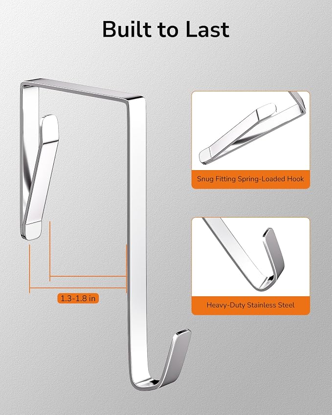 ULG Over The Door Hooks – 4PCS Heavy Duty Door Hangers Fit 1 3/8" Doors - Image 3