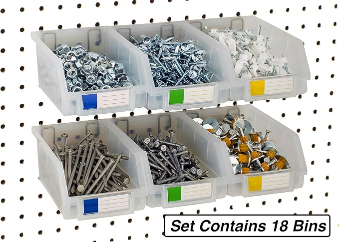 Pegboard Bins – 18 Pack Clear Large - Image 3