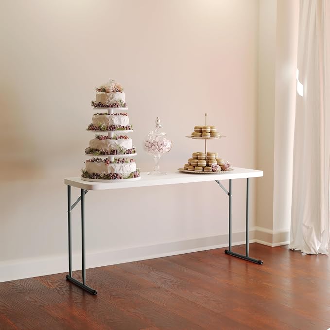 Flash Furniture Kathryn 5' Rectangular Plastic Folding Table, Long Plastic - Image 2