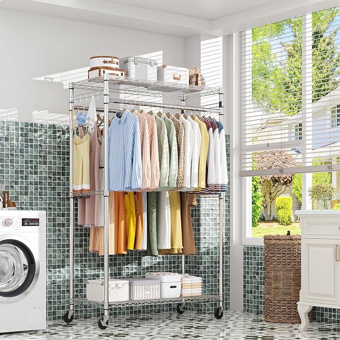 Simple Trending Rolling Clothes Rack, Clothing Rack, Garment Racks - Image 4