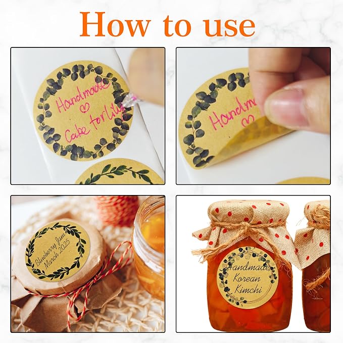 500Pcs 2 Inch Canning Jar Labels, Blank Kraft Stickers - Image 3