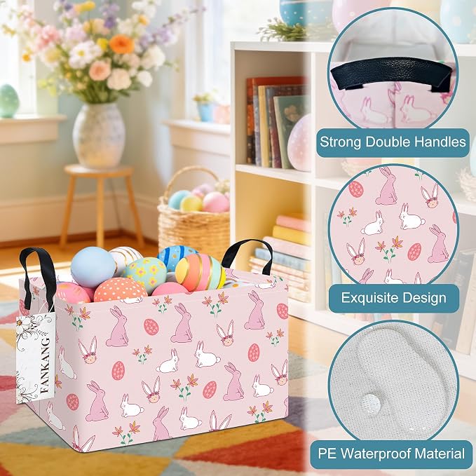 FANKANG Storage Bins, Nursery Hamper Canvas Laundry Basket Foldable - Image 7