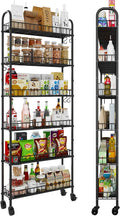 Slim Rolling Storage Cart with Wheels, 6-Tier Narrow Shelf Unit by RLRO