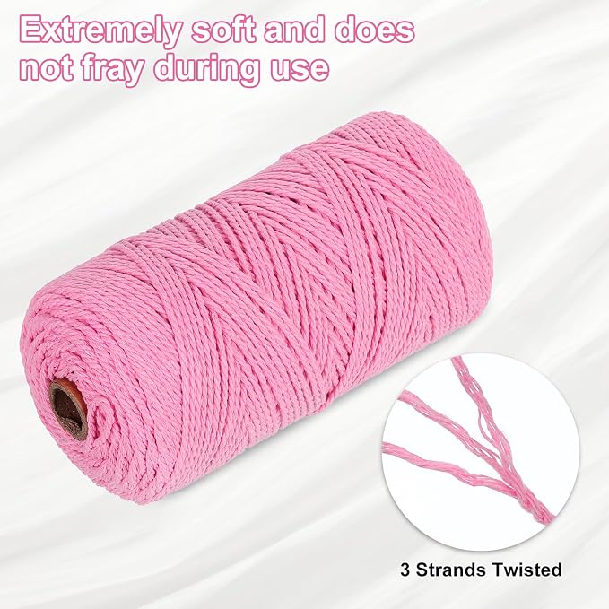 HARFINGTON Natural Macrame Cord 2mm x 220 Yards 3 Strand Twisted Cotton Macrame - Image 3