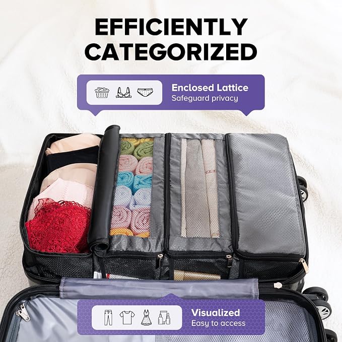 Suitcase Organizer, Travel Luggage Organizer Hanging Shelves Packing Cube - Image 3
