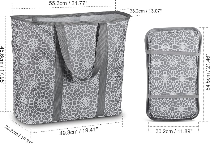 JOMOLA Collapsible Laundry Caddy 80L Large Foldable Laundry Basket Grey - Image 2