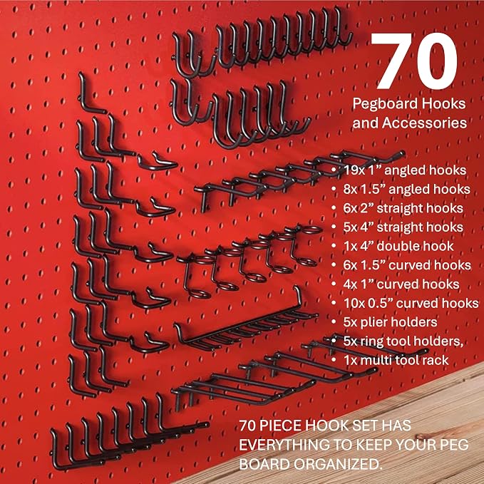 Extra Thick Black 1/4'' Pegboard Hooks - Image 2