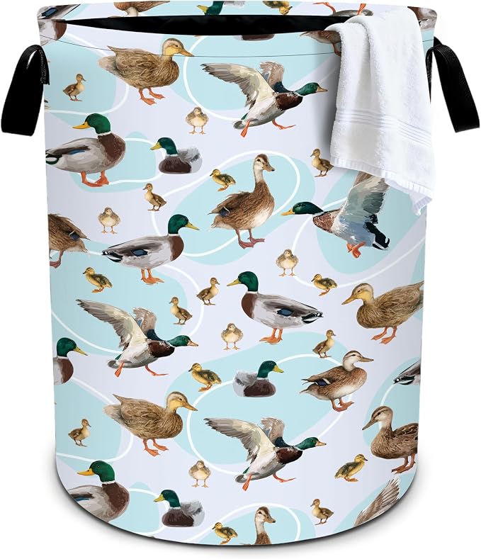 Green Duck Laundry Basket Storage Bin Foldable Laundry Hamper Clothes Storage by Bzocm