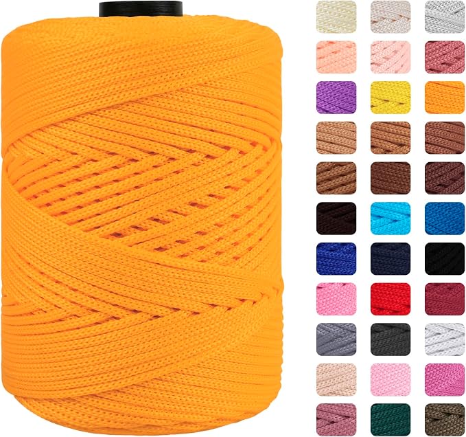 CAMAL Polypropylene Cord 3mm 185 Yards Colorful Polyester Yarn Handmade by CAMAL