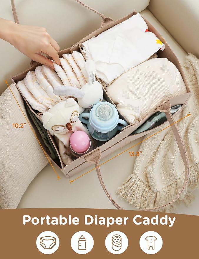 2-in-1 Baby Diaper Caddy Organizer, 3 Tier Rolling Storage Cart - Image 7