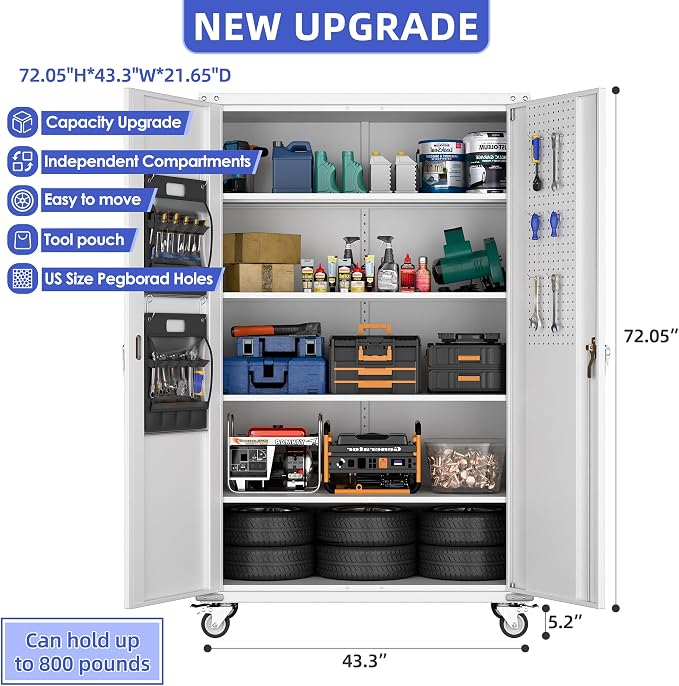 Extra Deep & Wide Metal Garage Storage Cabinet - Image 3
