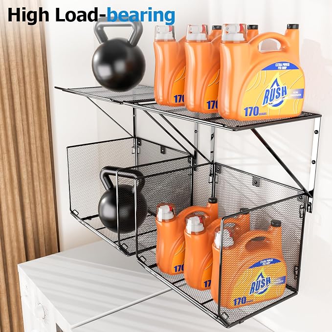 2 Pack Laundry Room Shelves Organization And Storage, Wall Mounted Clothes - Image 3