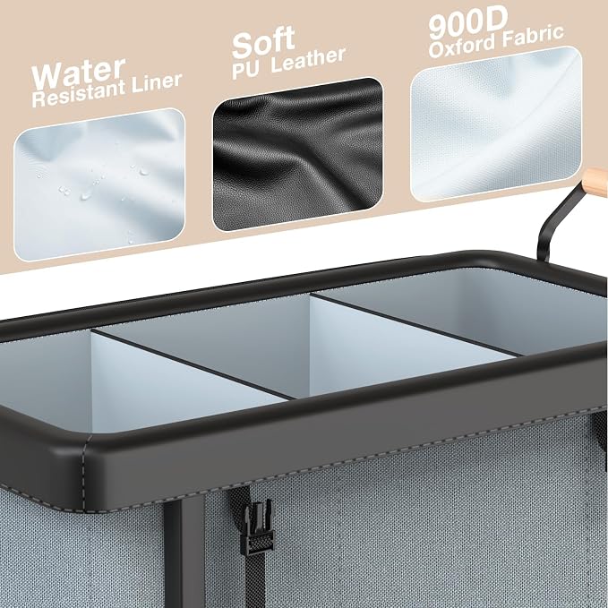 60 Gal Laundry Hamper 3 Section - Image 2