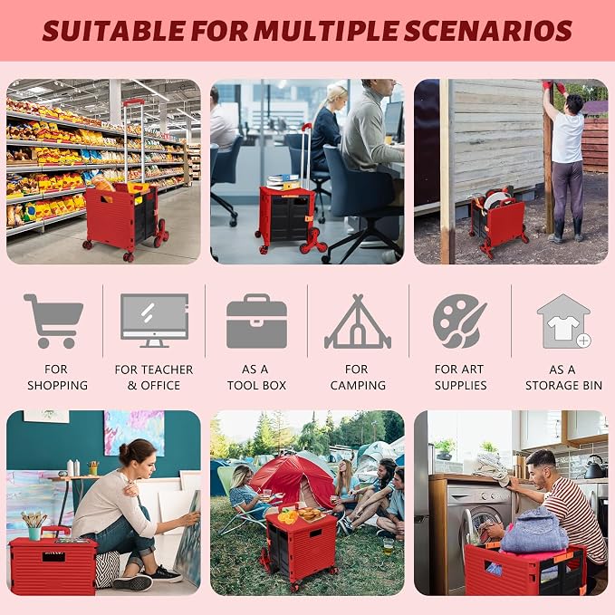 FELICON SELORSS Folding Utility Cart Portable Rolling Crate Handcart - Image 5