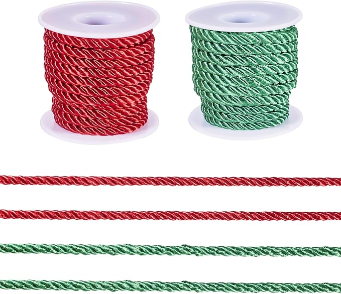 2 Rolls 5mm Twisted Cord Twine Cord Rope 3 Braided Decorative Rope Cord Red by Spritewelry