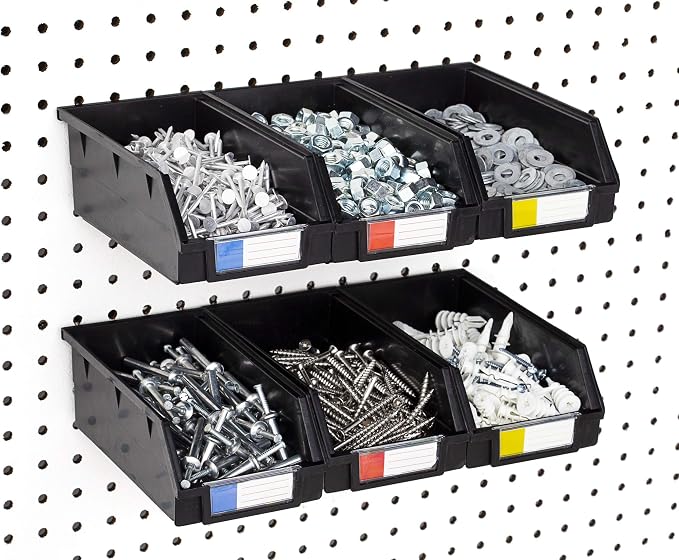 Pegboard Bins – 6 Pack Black Extra Large - Image 3