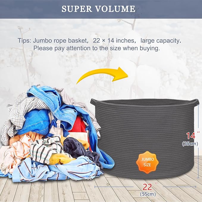 Extra Large Blanket Basket 87L, Laundry Hamper, Baby Nursery Hamper - Image 2
