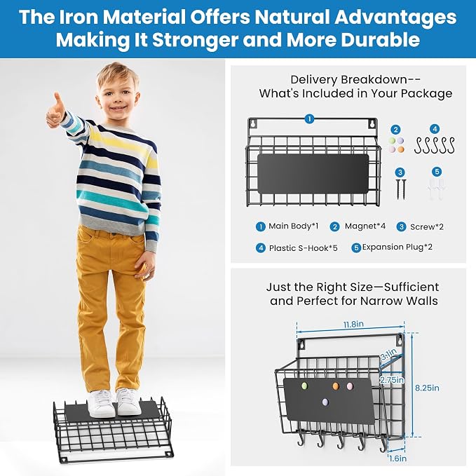 Easy Assembly and Installation Iron Key Holder Wall Mount, Mail Organizer - Image 8