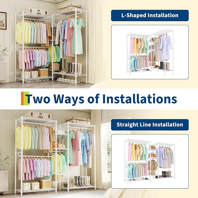 Clothes Rack L Shaped for Corner, Heavy Duty Garment Rack - Image 5