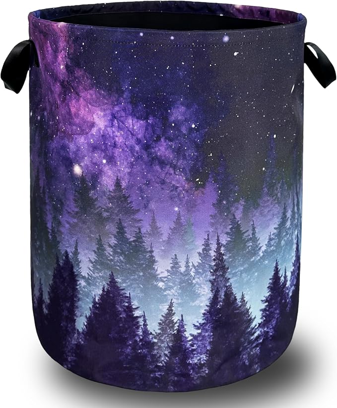 Galaxy Laundry Hamper Purple Forest Laundry Basket by SELIONLIKN