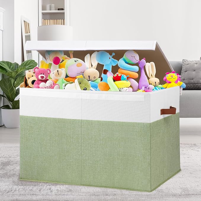 Large Toy Storage Box with Lid, Sturdy Toys Storage Chest Bin Organizer Basket - Image 2