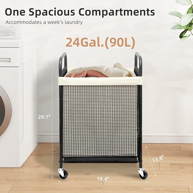 STORAGE MANIAC Rolling Laundry Hamper - Image 2