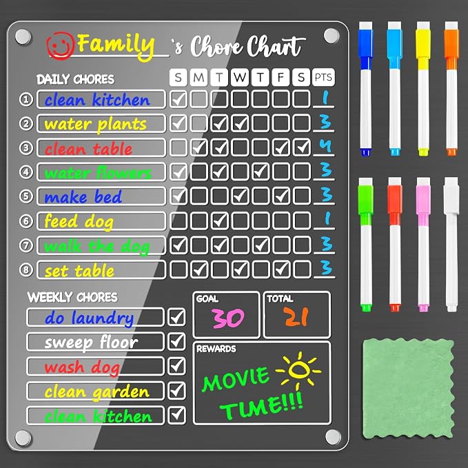 PigPotParty Acrylic Magnetic Chore Chart by PigPotParty