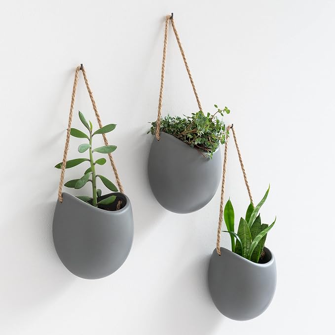 Kazai. Wall Planters -Ellie- | Hanging Ceramic Plant Pots 3 Pieces | Wall by KAZAI