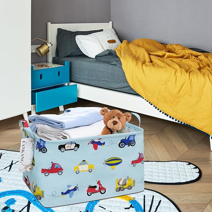 FANKANG Storage Basket, Nursery Hamper Canvas Laundry Basket Foldable - Image 4