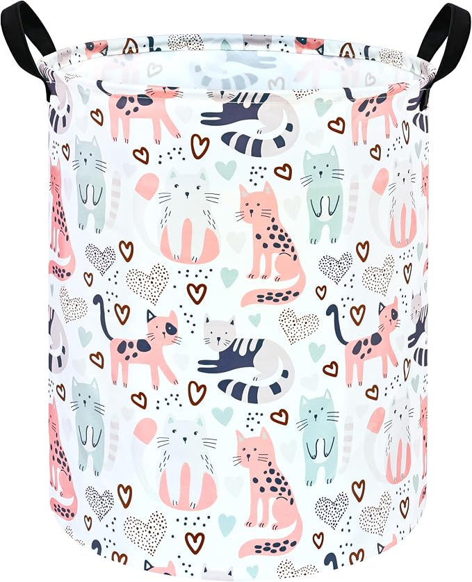 KUNRO Round Cat Laundry Gift Basket Storage Hamper, Clothes Storage Organizer by KUNRO