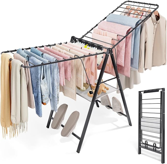 APEXCHASER Foldable Clothes Drying Rack, Metal Laundry Drying Rack Collapsible by APEXCHASER