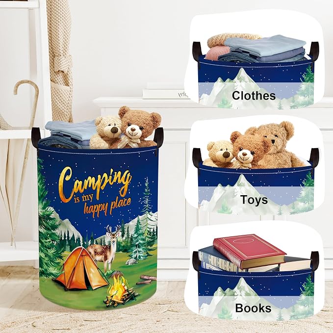 Night Camping Laundry Hamper Picnic Large Storage Basket Bonfire Collapsible - Image 5