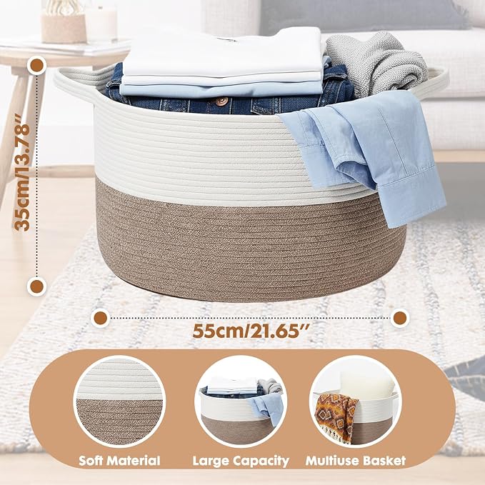 ShellKingdom Laundry Basket, Large Natural Rope Woven Storage Basket - Image 8