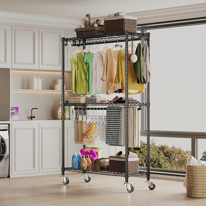 Heavy Duty Garment Rack with Wheels, H2 Plus Rolling Clothing Rack - Image 3