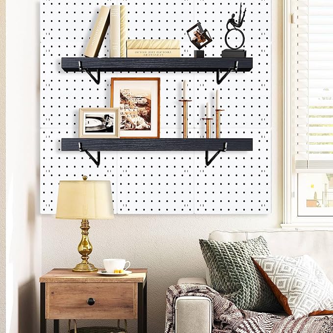 Black Pegboard Shelf, 8 Pack Wooden Pegboard Shelves - Image 5